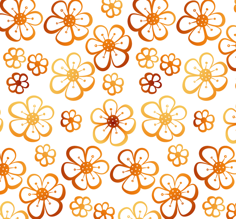 Six orange flower seamless background vector material