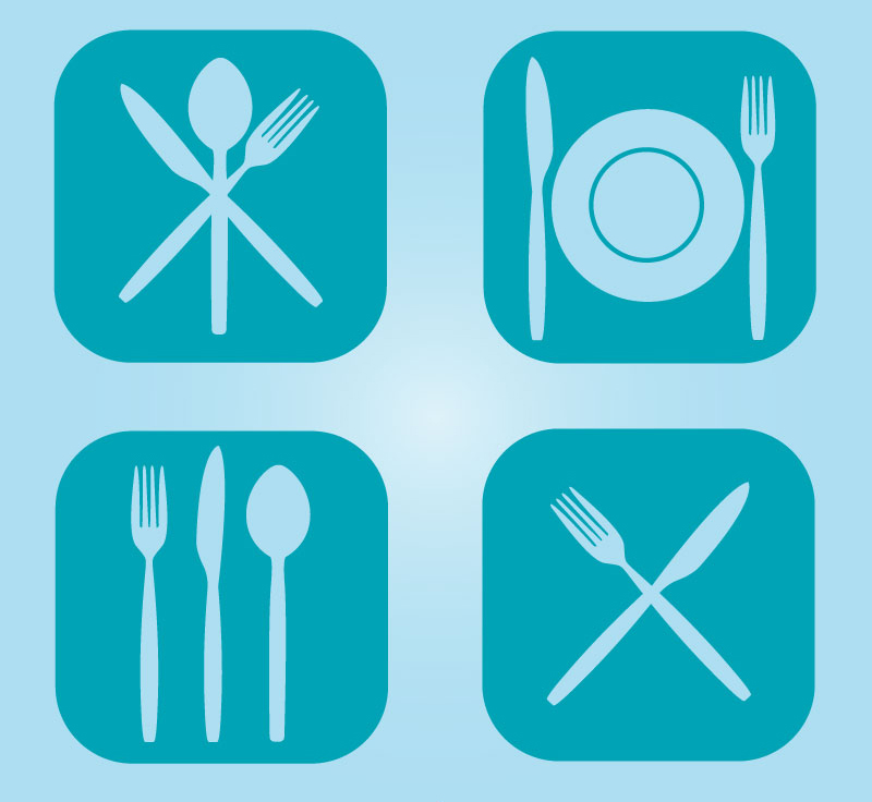 Square tableware icon vector material