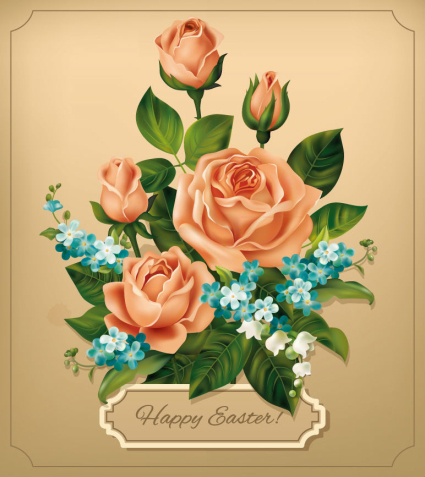 Beautiful bouquet of roses vector material
