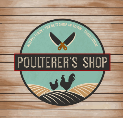Fresh poultry store tag vector material
