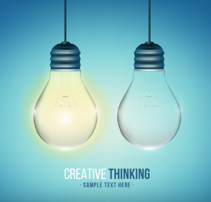 Innovative thinking light bulb design vector material