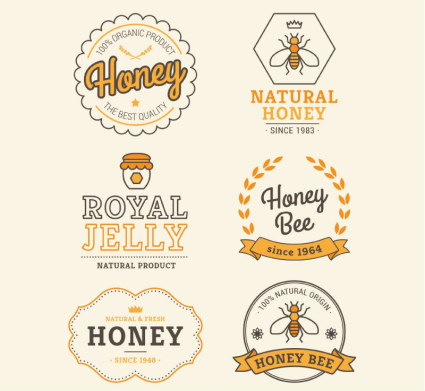 6 creative honey label vector material