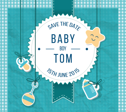 Infants and blue welcome party poster vector