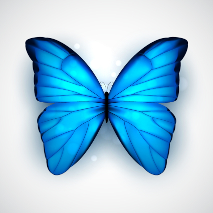 Beautiful blue butterfly vector material
