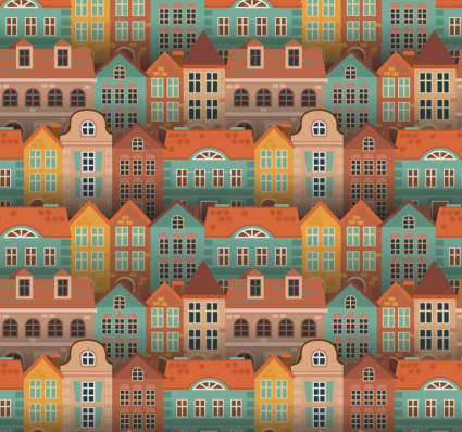 Colored buildings seamless background vector material
