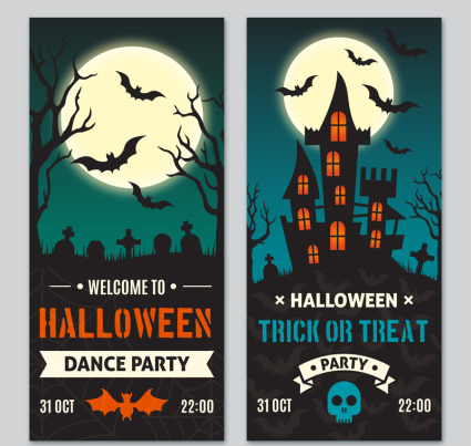 2 Halloween Party Card Vector