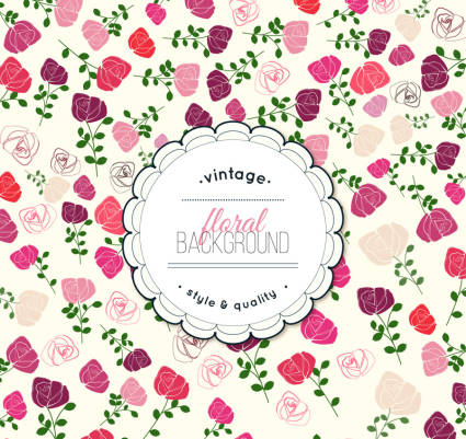 Vintage Rose flowers background vector material