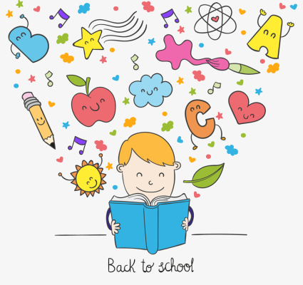 Cartoon boy reading element vector