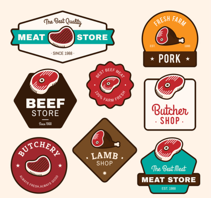 8 color meat label vector material