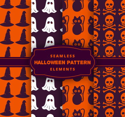 4 Halloween pattern seamless background vector