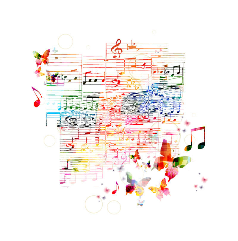 Drawing sheet music and butterfly Vector material