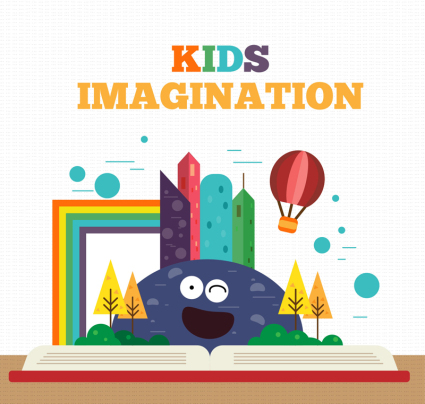 Imaginative cartoon children's book design vector material