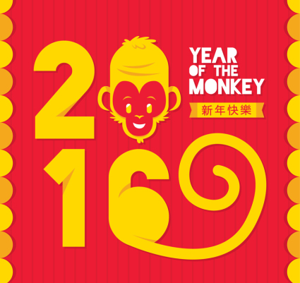 Golden Monkey greeting card vector material
