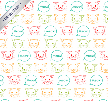 Cute cat picture seamless background vector