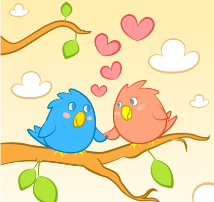 Lovely couple bird vector material
