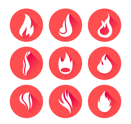 9 circular flame icon vector material