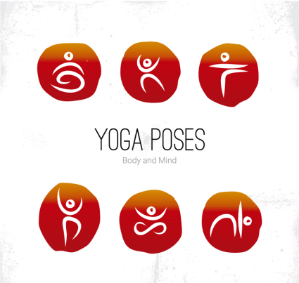 6 yoga posture logo vector material