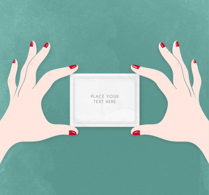 Hand woman with a card vector material