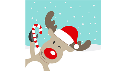 Cartoon Christmas reindeer blink vector material