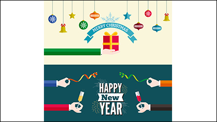 Creative Christmas and New Year banner vector material
