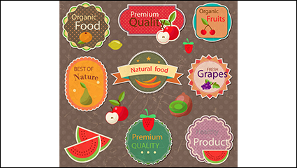 8 fruit label design vector material