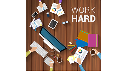 Creative desk plan view vector