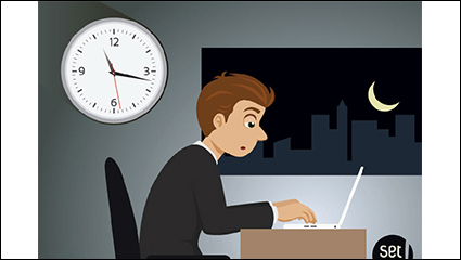 Business man working at night vector material