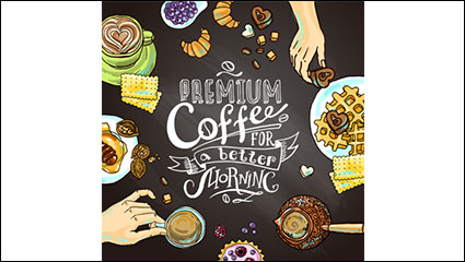 Delicious morning coffee illustrator vector material