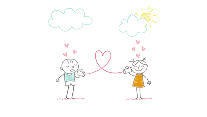 Painted lovely couple vector material