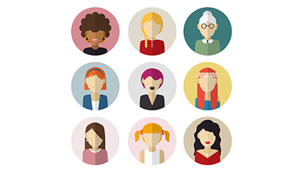 9 flat head vector material Woman