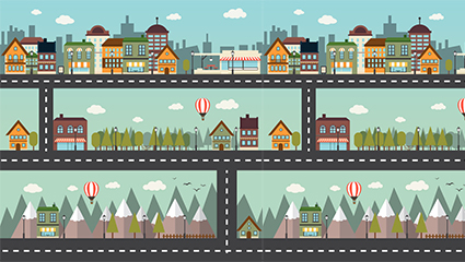 3 city building banner vector