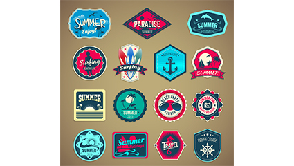 15 summer holiday label vector material