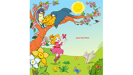 The children playing in the field.