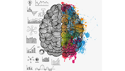 Painted brain design vector material