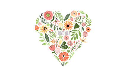 Creative flower composition of love vector material