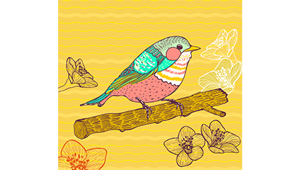 Bird on branch vector material painting