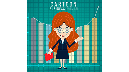 Long-haired business woman vector material