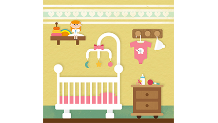 Pink baby room vector material