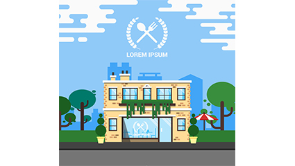 Creative roadside restaurant building vector material