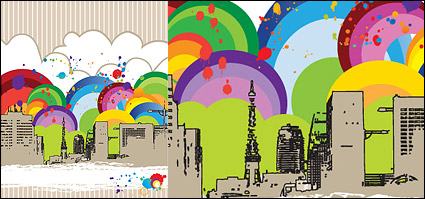 The trend of colorful illustrations city