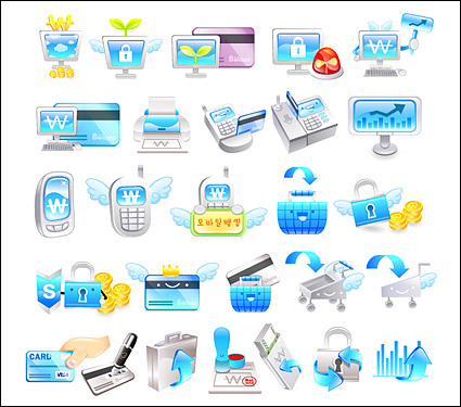 Cute financial theme icon vector material