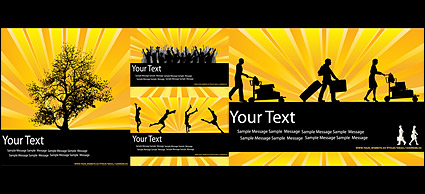 Yellow-black color trend silhouette vector material