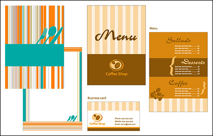 Catering menu card template vector material