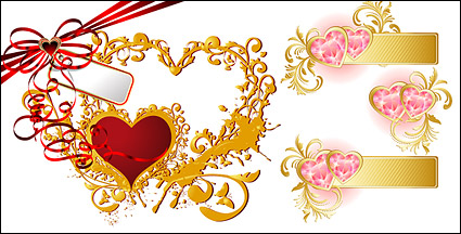 Heart-shaped pattern with the ribbon material vector