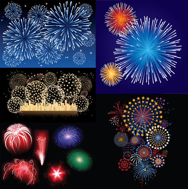 New Year Fireworks Vector material
