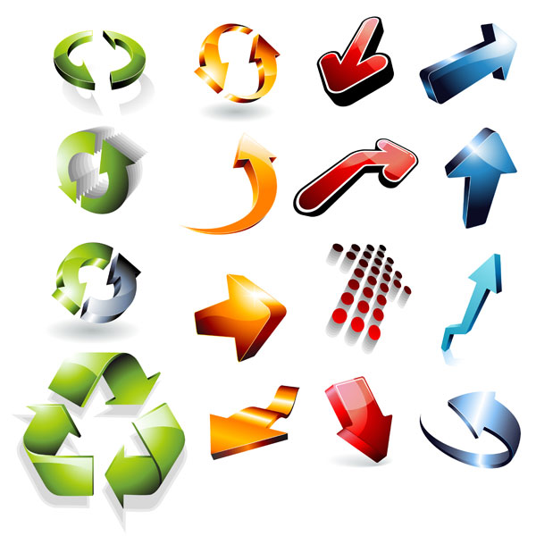 Three-dimensional arrows Series Vector material