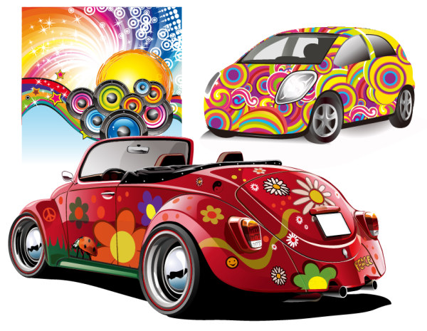 Disco party and car vector