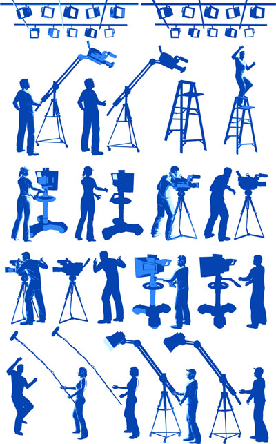 Film equipment, lighting, photographers, herringbone ladder vector material