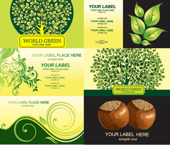 Trees, chestnuts card templates