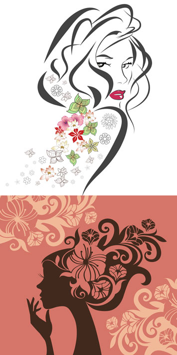 Flower Vector Women in Profile